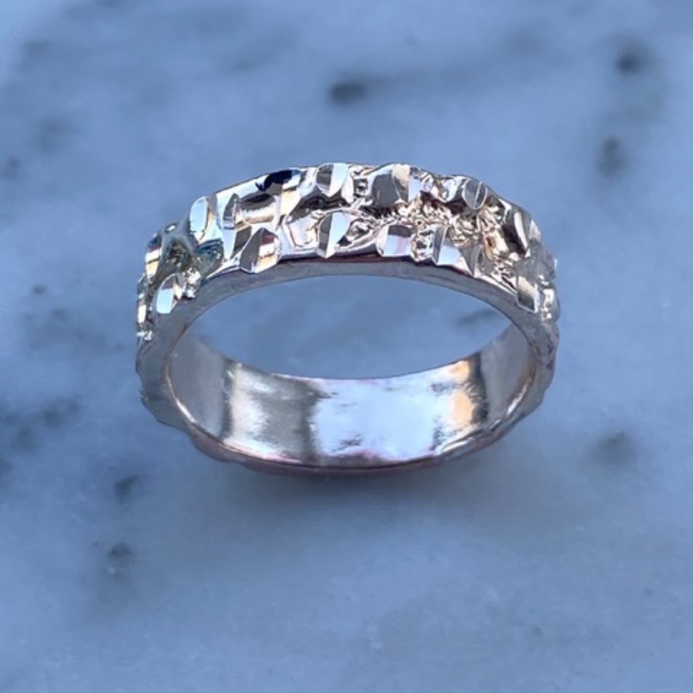Sterling Silver Nugget Style Band Ring